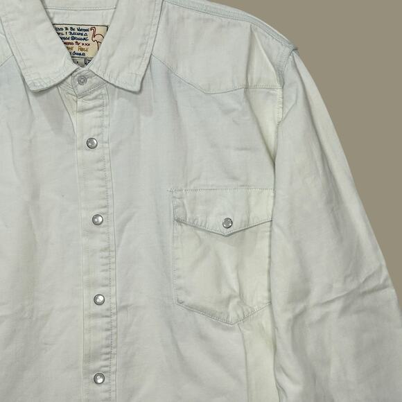Sandrine Rose Chambray Western Button Up Tunic Shirt Cream Women Large NWT - Picture 5 of 12